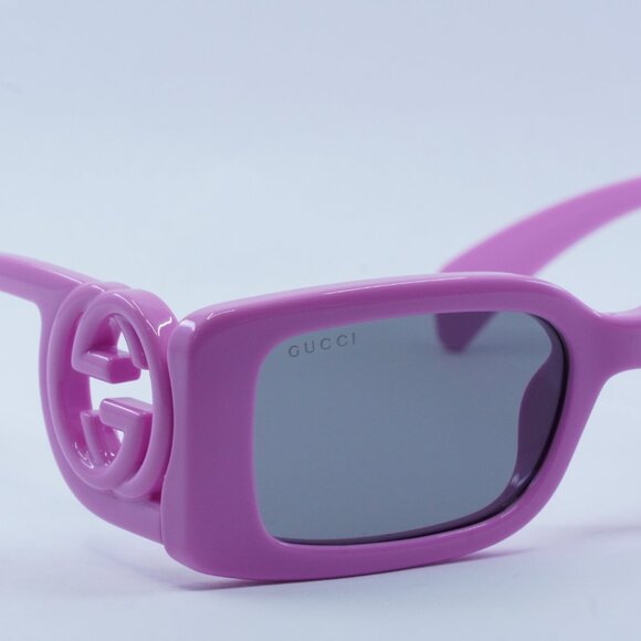 Gucci GG1325S 006 Sunglasses Pink Rectangle Frame, Grey Lenses - Picture 5 of 12